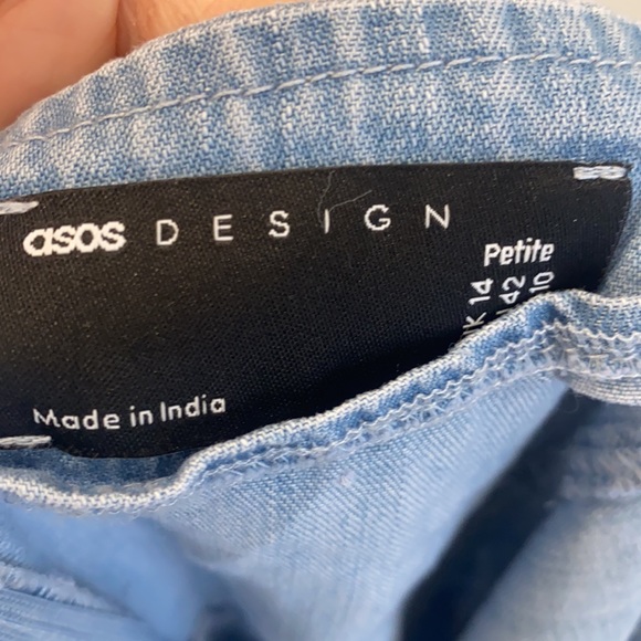 ASOS petite soft denim mini pinafore dress - Picture 6 of 7